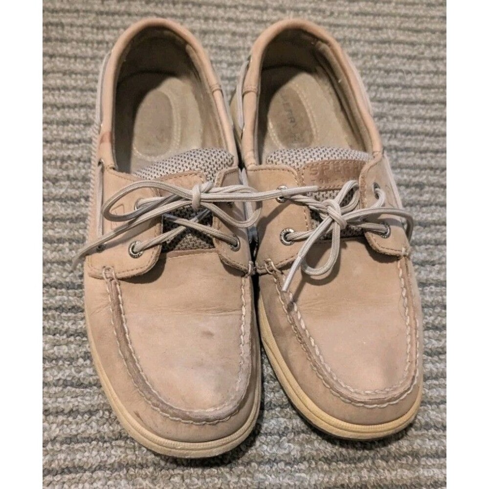 Sperry Top-Sider Intrepid Women's Size 7.5 Tan Leather Mesh Boat Shoes 9774829